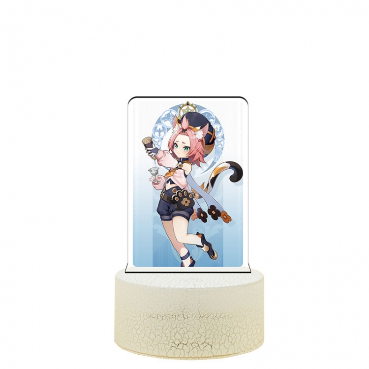 Genshin Impact Diona Color acrylic night light 16 kinds of color changing remote control USB interface boxed 14X7X4CM wh