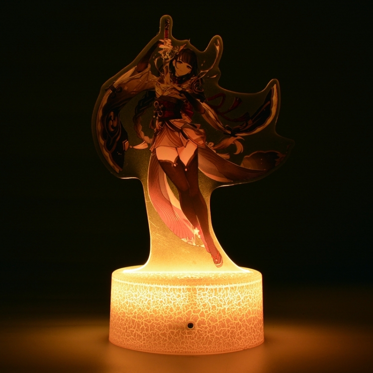 Genshin Impact Color acrylic night light 16 kinds of color changing remote control USB interface boxed 14X7X4CM white cr