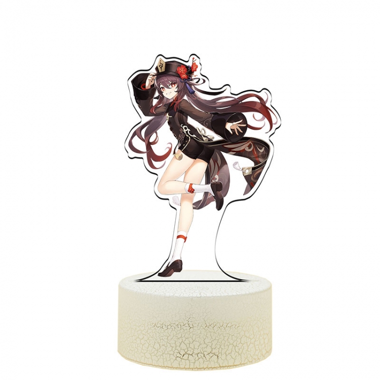 Genshin Impact  HuTao Color Acrylic Night Light 16 Color-changing Remote Control USB Interface Box Set 19X7X4CM white cr