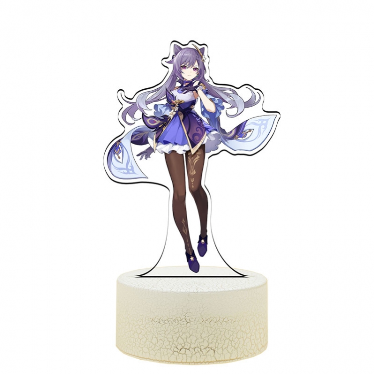 Genshin Impact Keqing Color Acrylic Night Light 16 Color-changing Remote Control USB Interface Box Set 19X7X4CM white cr