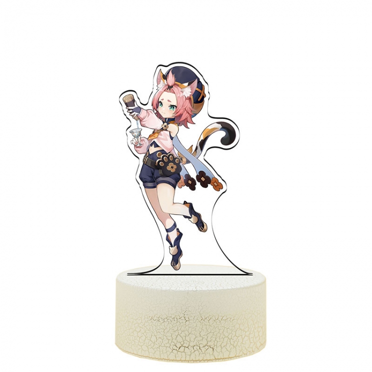 Genshin Impact Diona Color Acrylic Night Light 16 Color-changing Remote Control USB Interface Box Set 19X7X4CM white cra