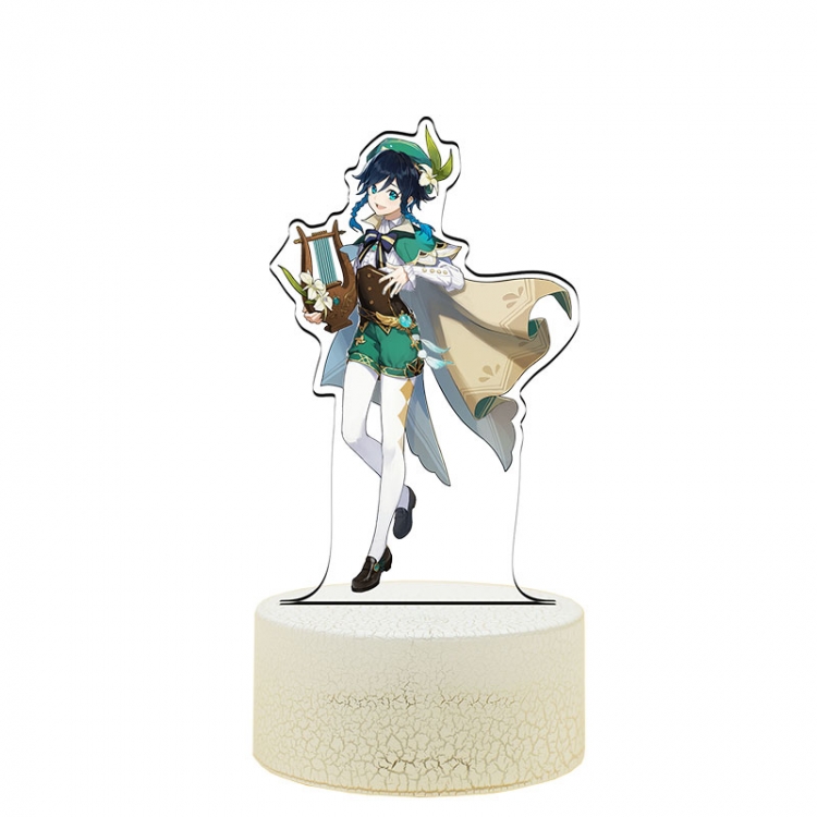 Genshin Impact Venti Color Acrylic Night Light 16 Color-changing Remote Control USB Interface Box Set 19X7X4CM white cra