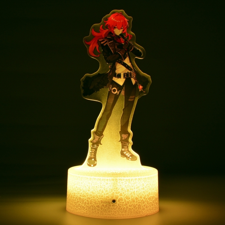 Genshin Impact  Diluc Color Acrylic Night Light 16 Color-changing Remote Control USB Interface Box Set 19X7X4CM white cr