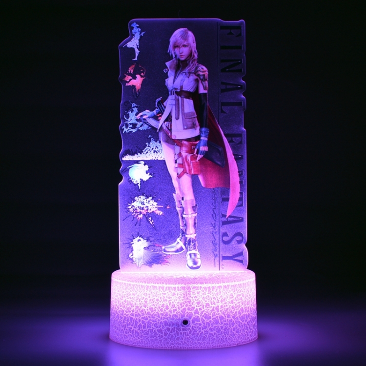 Final Fantasy Color Acrylic Night Light 16 Color-changing Remote Control USB Interface Box Set 19X7X4CM white cracked ba