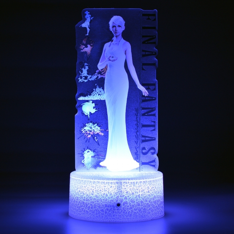 Final Fantasy Color Acrylic Night Light 16 Color-changing Remote Control USB Interface Box Set 19X7X4CM white cracked ba