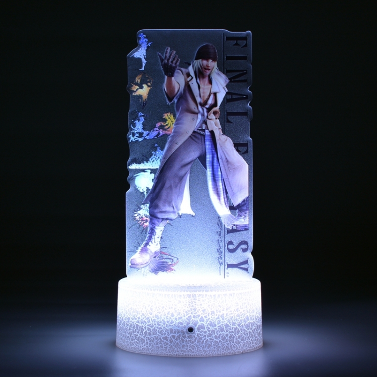 Final Fantasy Color Acrylic Night Light 16 Color-changing Remote Control USB Interface Box Set 19X7X4CM white cracked ba