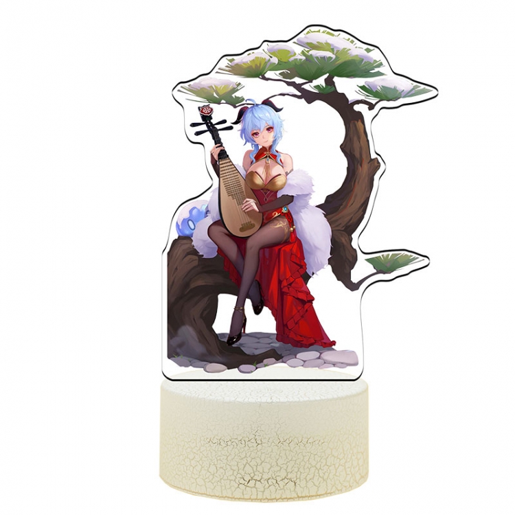 Genshin Impact Acrylic Night Light 16 Color-changing Remote Control USB Interface Box Set 19X7X4CM white cracked base