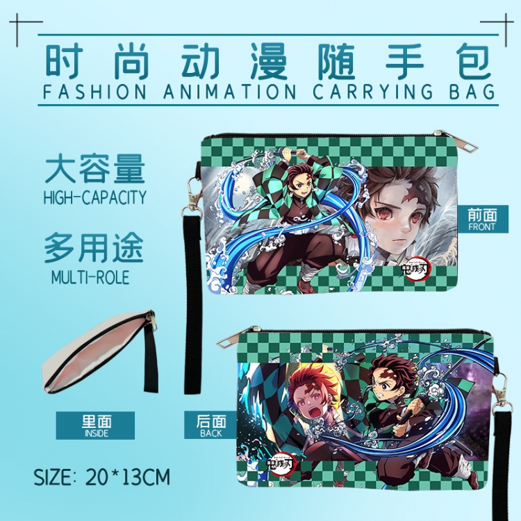 Demon Slayer Kimets Fashion Anime Large Capacity Handbag Cosmetic Bag Pencil Case 20x13cm