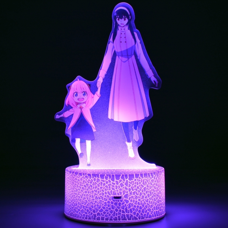 SPY×FAMILY Acrylic Night Light 16 Color-changing Remote Control USB Interface Box Set 19X7X4CM white cracked base