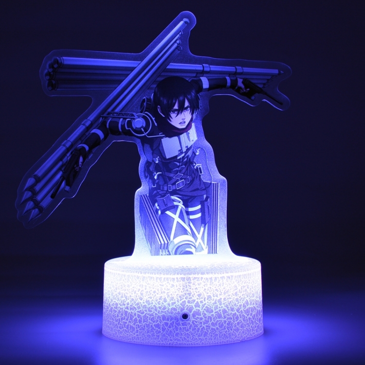 Shingeki no Kyojin Acrylic Night Light 16 Color-changing Remote Control USB Interface Box Set 19X7X4CM white cracked bas