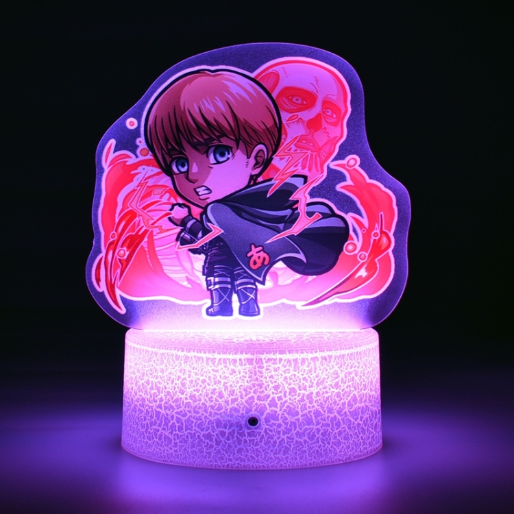 Shingeki no Kyojin Q version Acrylic night light 16 kinds of color changing USB interface box 14X7X4CM white  base