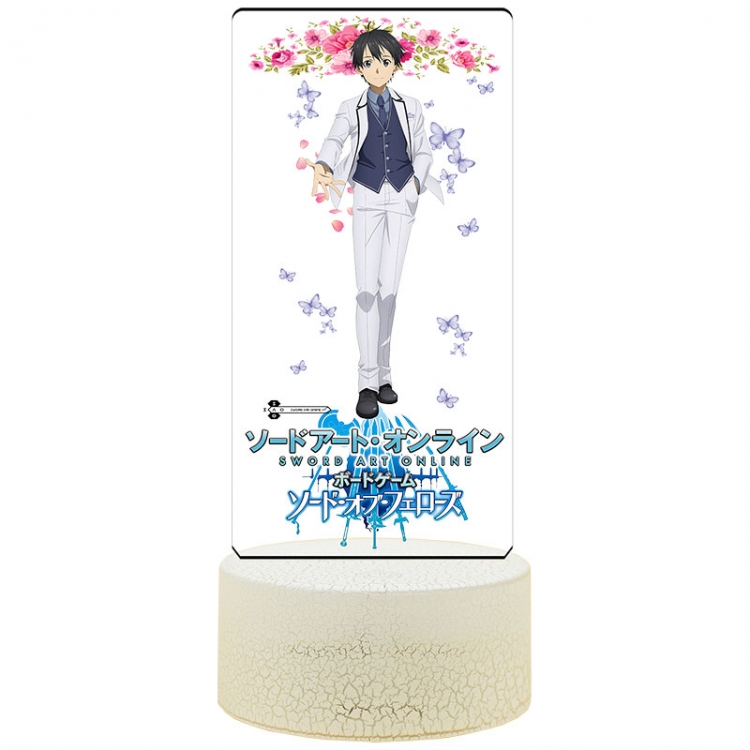 Sword Art Online Kirigaya-Kazuto Acrylic Night Light 16 Color-changing USB Interface Box Set 19X7X4CM white base