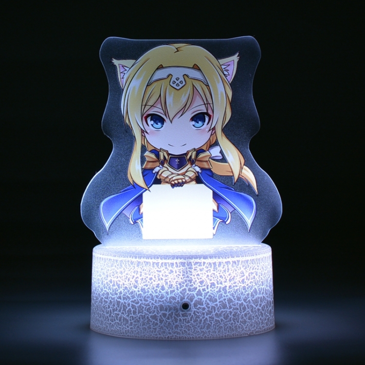 Sword Art Online Version Q Acrylic night light 16 kinds of color changing USB interface box 14X7X4CM white base