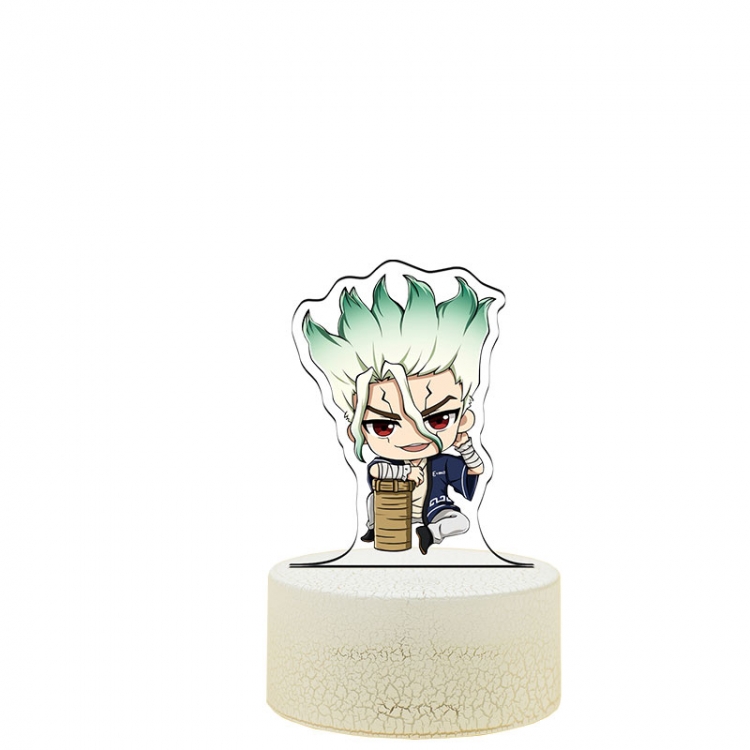 Dr.STONE Version Q Ishigami-Senku Acrylic night light 16 kinds of color changing USB interface box 14X7X4CM white base