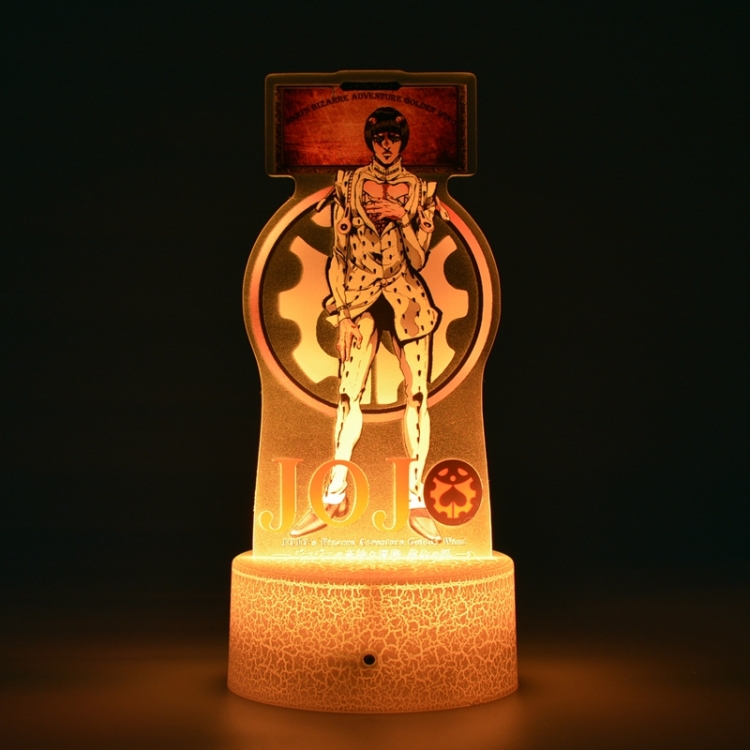 JoJos Bizarre Adventure Acrylic Night Light 16 Color-changing USB Interface Box Set 19X7X4CM white base