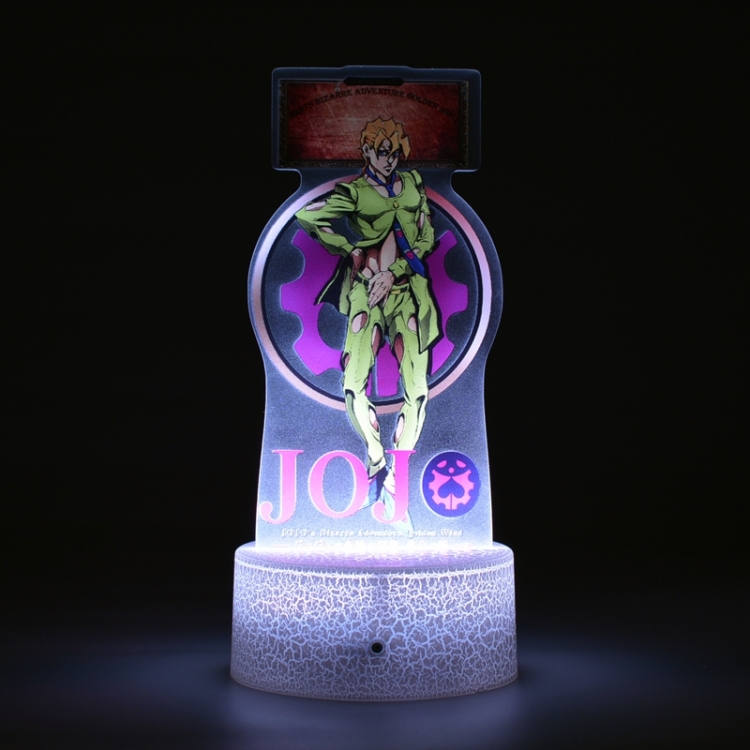 JoJos Bizarre Adventure Acrylic Night Light 16 Color-changing USB Interface Box Set 19X7X4CM white base