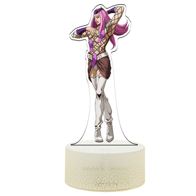 JoJos Bizarre Adventure Acrylic Night Light 16 Color-changing USB Interface Box Set 19X7X4CM white base