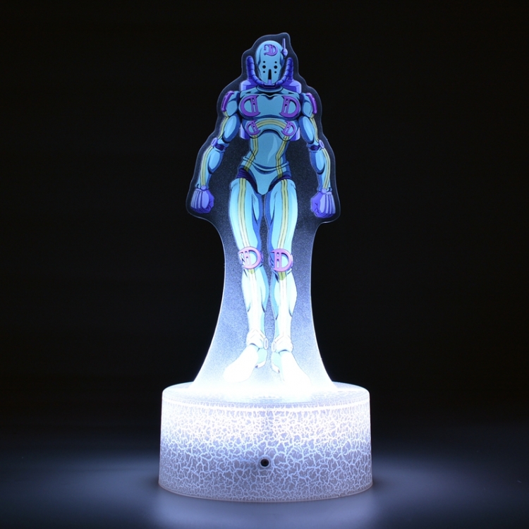 JoJos Bizarre Adventure Acrylic Night Light 16 Color-changing USB Interface Box Set 19X7X4CM white base