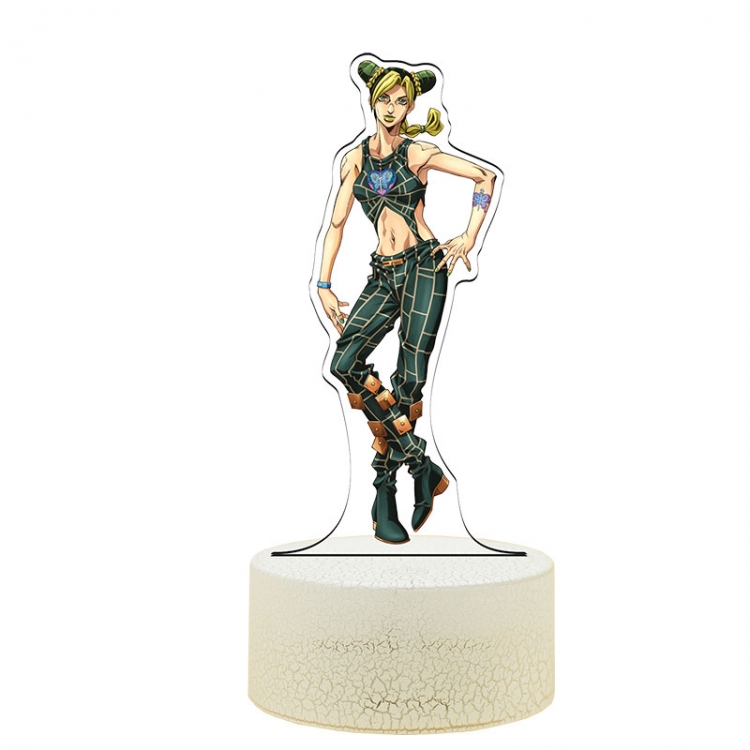 JoJos Bizarre Adventure Acrylic Night Light 16 Color-changing USB Interface Box Set 19X7X4CM white base