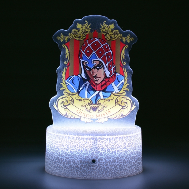 JoJos Bizarre Adventure Acrylic night light 16 kinds of color changing USB interface box 14X7X4CM white base