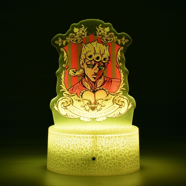 JoJos Bizarre Adventure Acrylic night light 16 kinds of color changing USB interface box 14X7X4CM white base