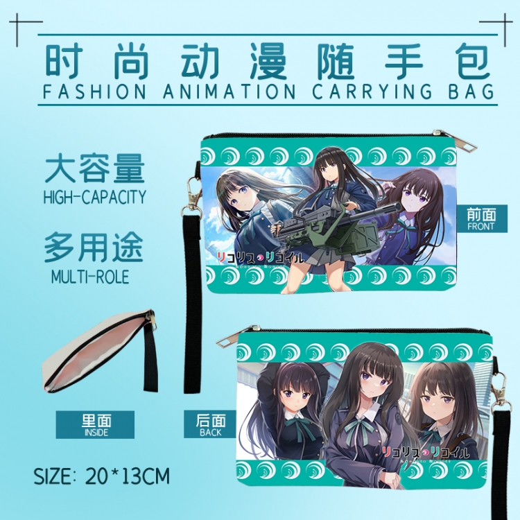 LycorisRecoil Fashion Animation Large Capacity Handbag Makeup Bag Pencil Bag 20x13cm