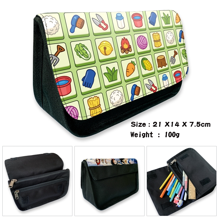 Sheep A Sheep Cartoon Game Velcro Canvas Zipper Pencil Case 21 × fourteen × 7.5cm