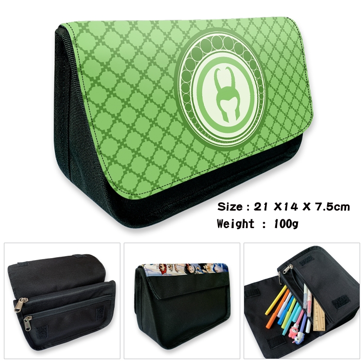 Superhero Velcro canvas zipper pencil case Pencil Bag 21×14×7.5cm