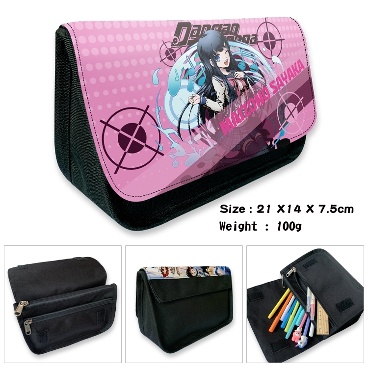 Dangan-Ronpa Velcro canvas zipper pencil case Pencil Bag 21×14×7.5cm