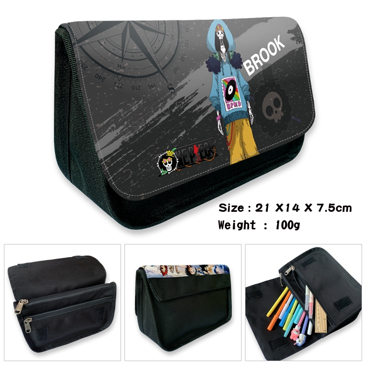 One Piece Velcro canvas zipper pencil case Pencil Bag 21×14×7.5cm