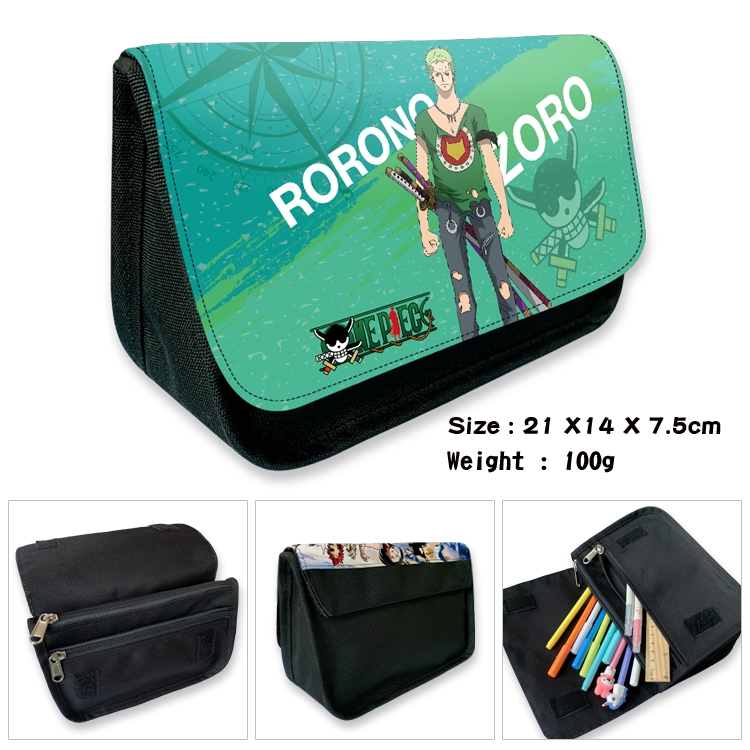 One Piece Velcro canvas zipper pencil case Pencil Bag 21×14×7.5cm