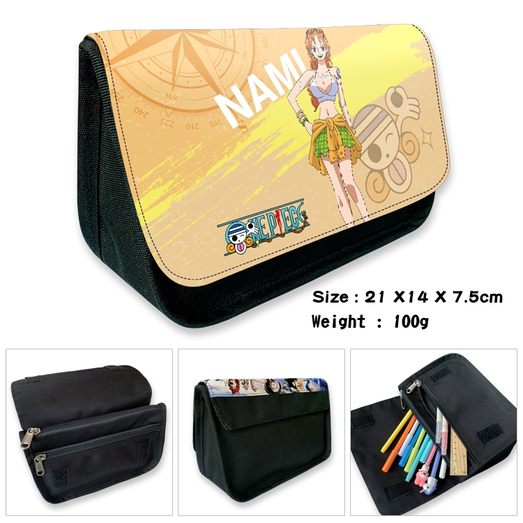 One Piece Velcro canvas zipper pencil case Pencil Bag 21×14×7.5cm