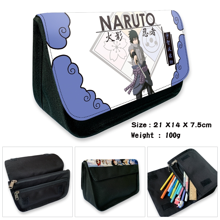 Naruto Velcro canvas zipper pencil case Pencil Bag 21×14×7.5cm
