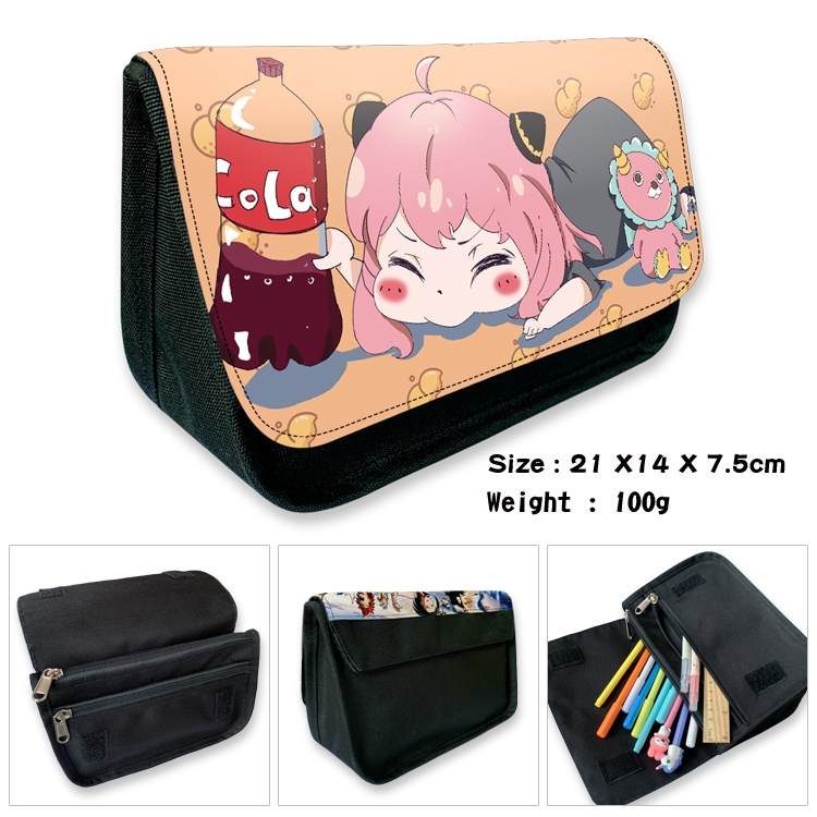 SPY×FAMILY Velcro canvas zipper pencil case Pencil Bag 21×14×7.5cm