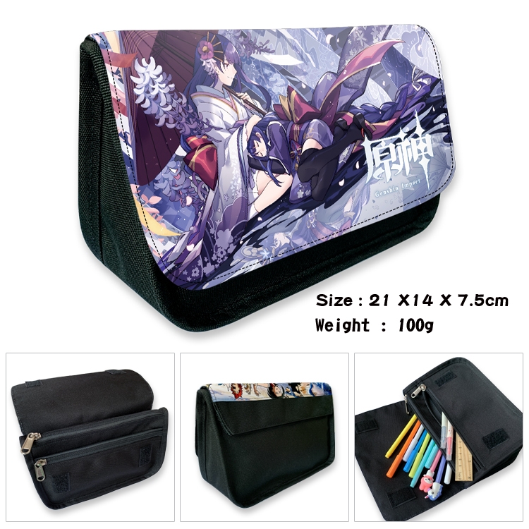 Genshin Impact Velcro canvas zipper pencil case Pencil Bag 21×14×7.5cm