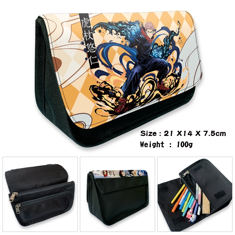 Jujutsu Kaisen Velcro canvas zipper pencil case Pencil Bag 21×14×7.5cm