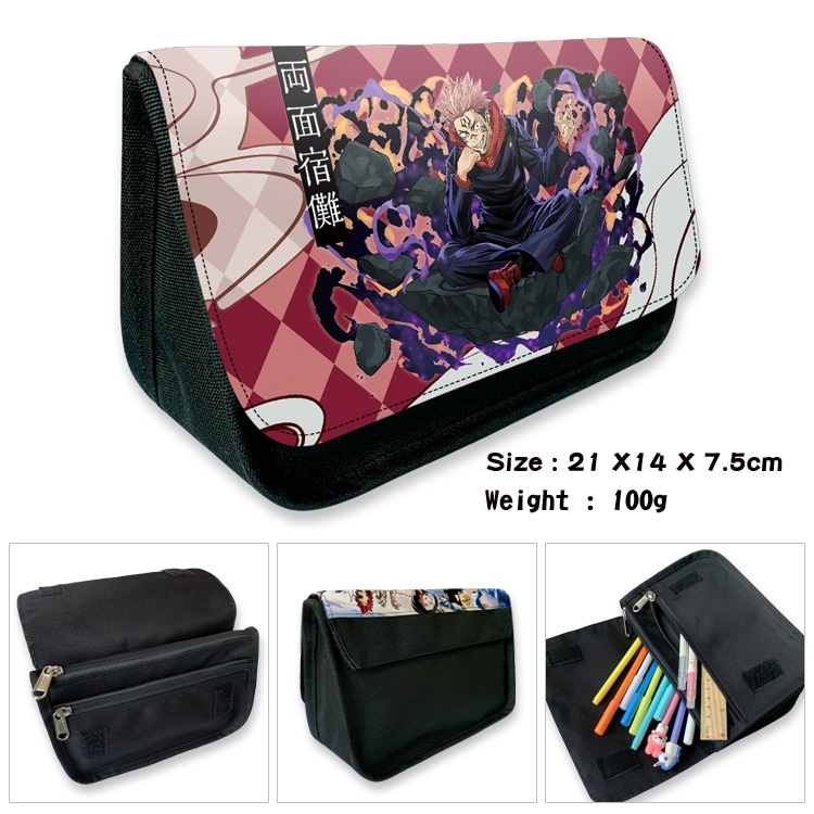 Jujutsu Kaisen Velcro canvas zipper pencil case Pencil Bag 21×14×7.5cm