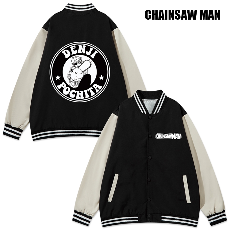 Chainsaw man Anime color blocking button top coat from M to 3XL
