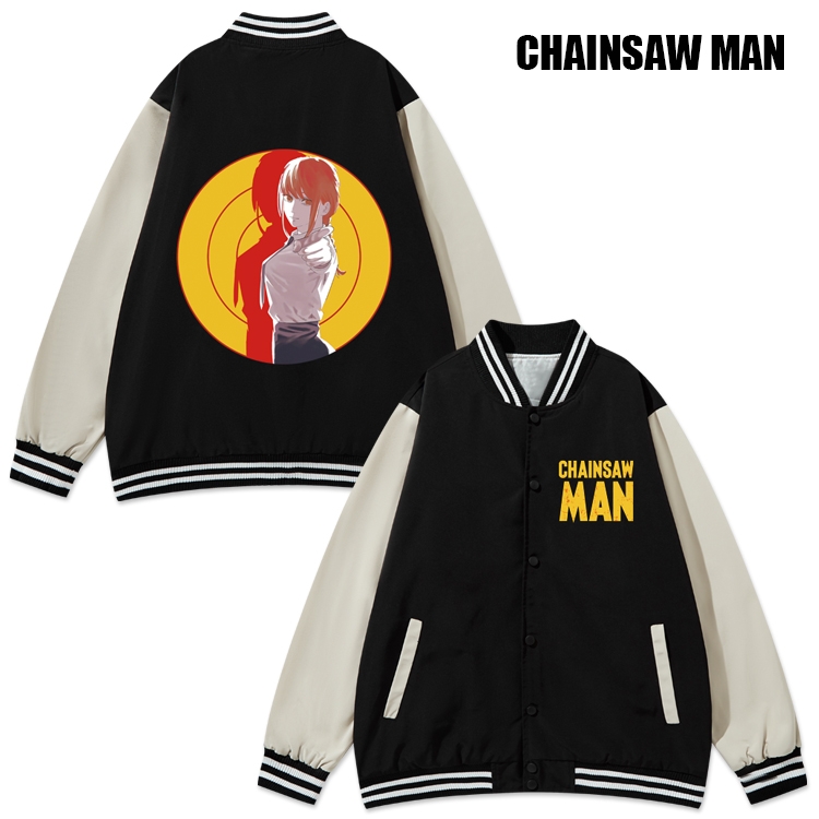 Chainsaw man Anime color blocking button top coat from M to 3XL