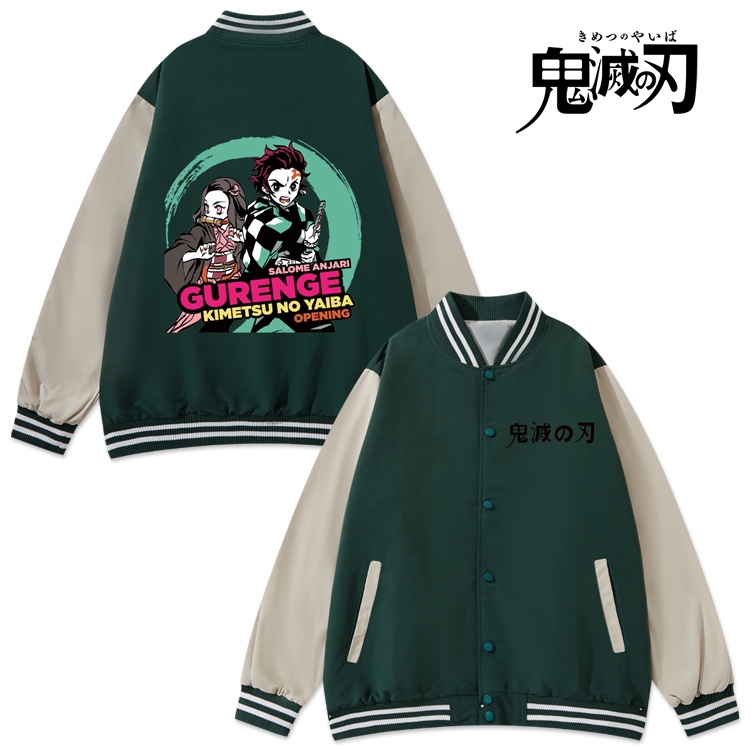 Demon Slayer Kimets Anime color blocking button top coat from M to 3XL