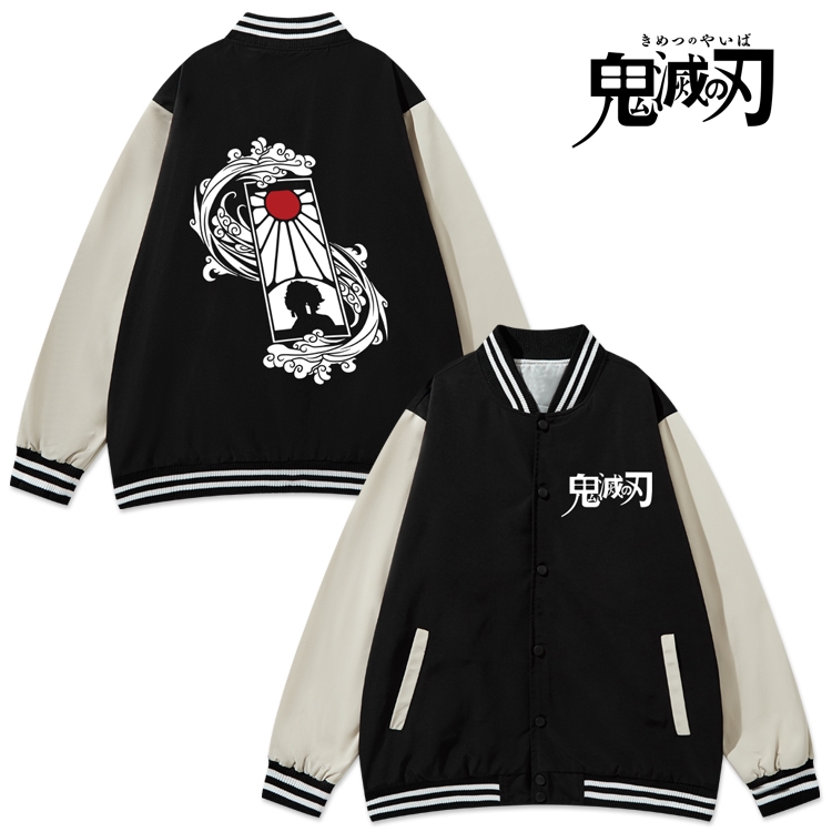 Demon Slayer Kimets Anime color blocking button top coat from M to 3XL