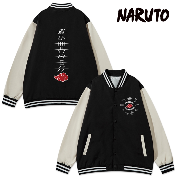Naruto Anime color blocking button top coat from M to 3XL