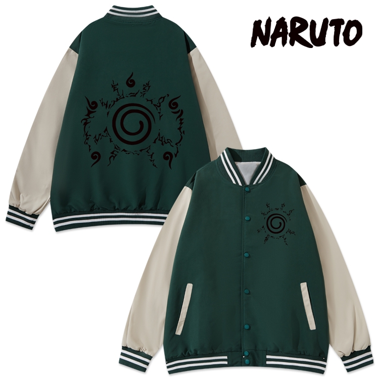 Naruto Anime color blocking button top coat from M to 3XL