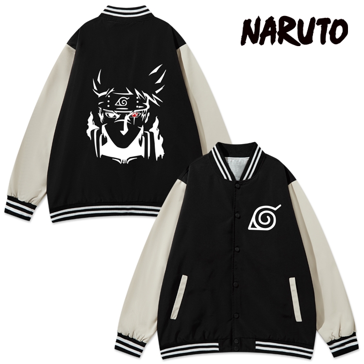 Naruto Anime color blocking button top coat from M to 3XL