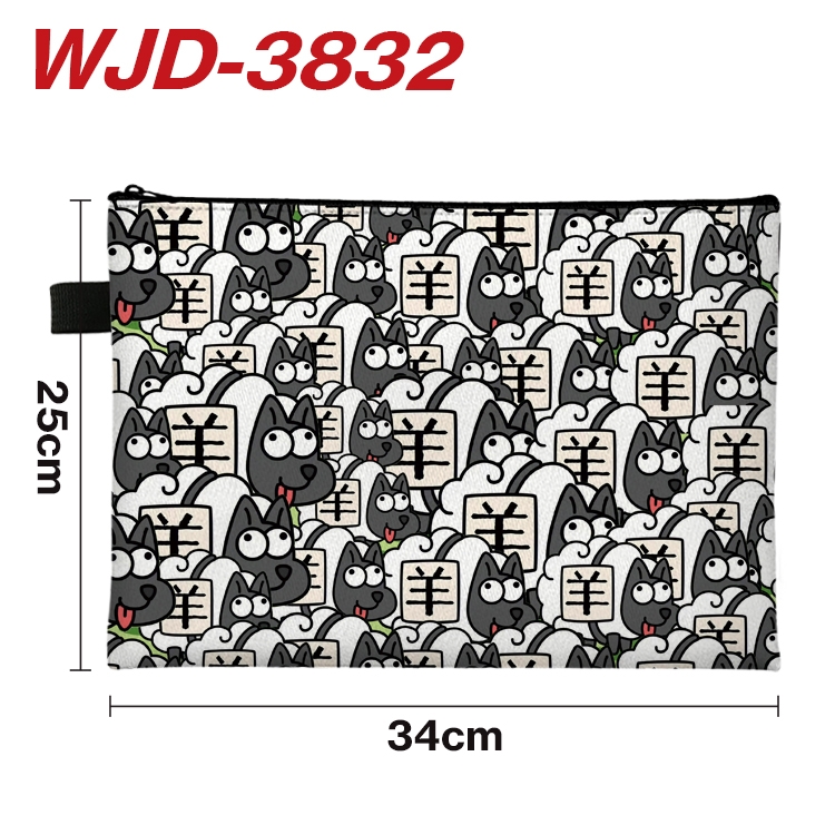 Sheep A Sheep Game Cartoon Full Color A4 Document Bag 34x25cm WJD-3832