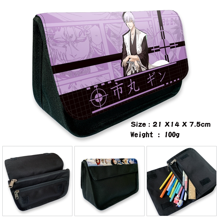 Bleach Velcro canvas zipper pencil case Pencil Bag 21×14×7.5cm