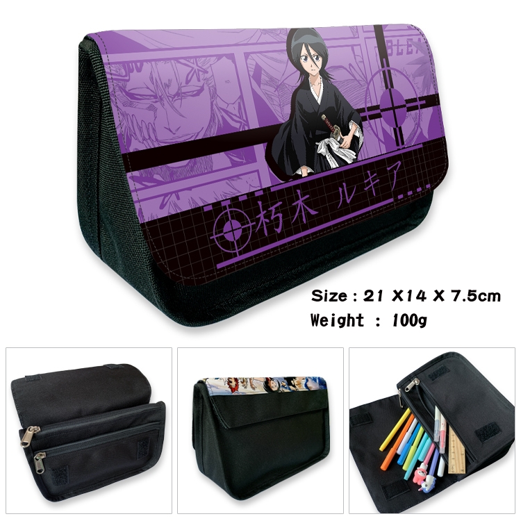 Bleach Velcro canvas zipper pencil case Pencil Bag 21×14×7.5cm