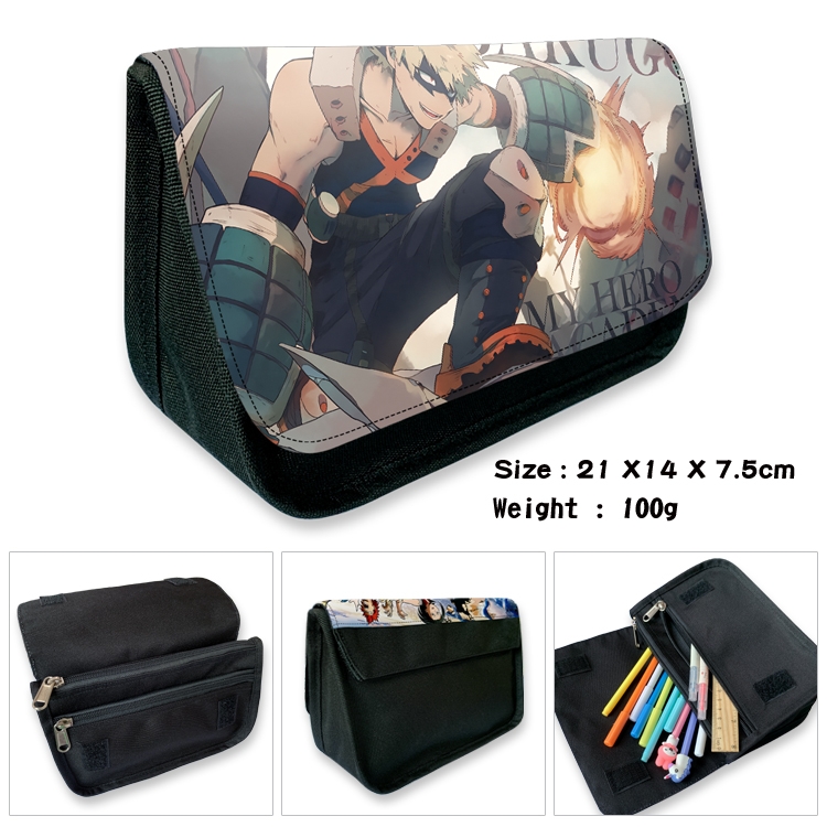 My Hero Academia Velcro canvas zipper pencil case Pencil Bag 21×14×7.5cm