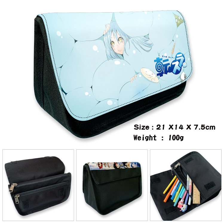 That Time I Got Slim Velcro canvas zipper pencil case Pencil Bag 21×14×7.5cm