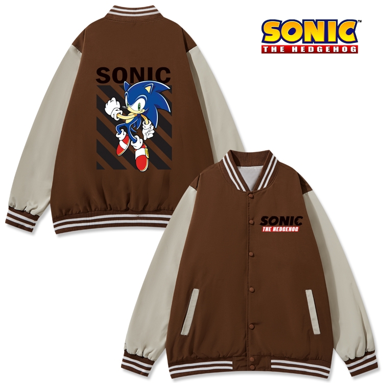 Sonic The Hedgehog Anime color blocking button top coat from M to 3XL